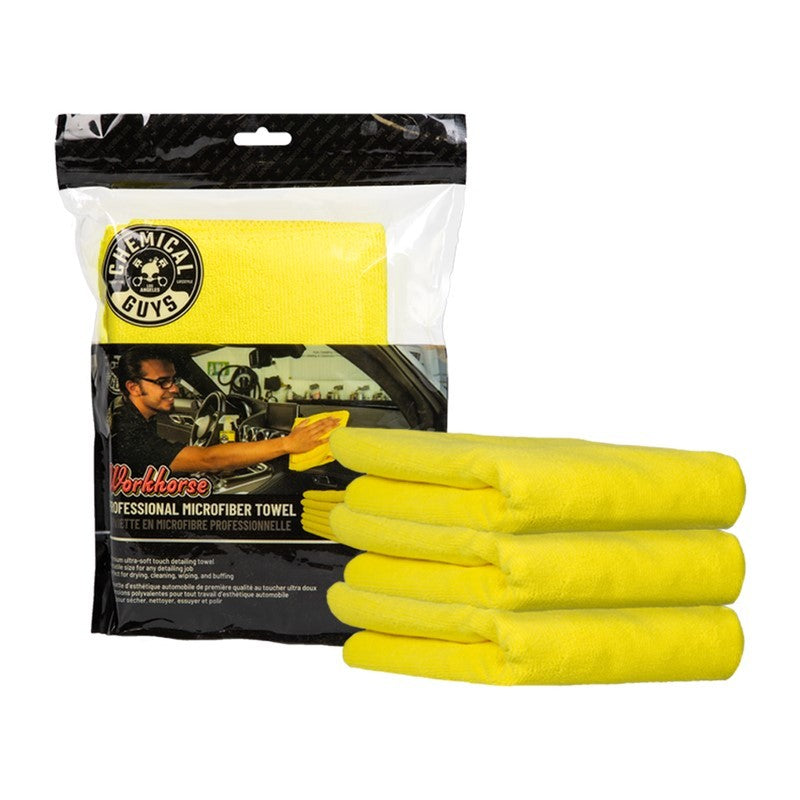 Chemical Guys Workhorse Professional Microfiber Towel – 16in x 16in – Yellow – 3 Pack Sale