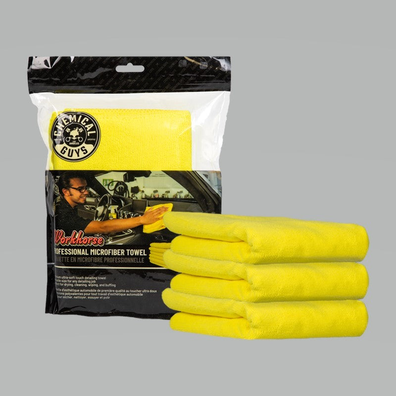 Chemical Guys Workhorse Professional Microfiber Towel – 16in x 16in – Yellow – 3 Pack Sale