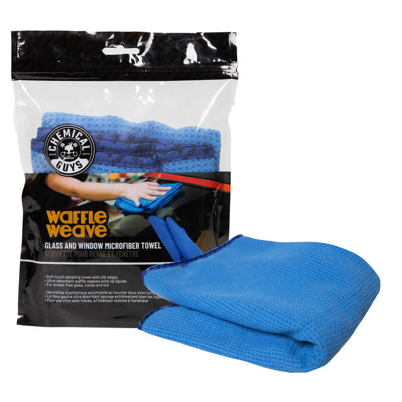 Chemical Guys Waffle Weave Glass & Window Microfiber Towel – 24in x 16in – Blue Hot on Sale