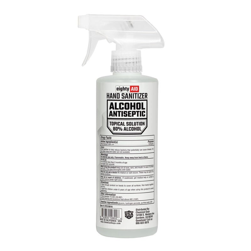 Chemical Guys Alcohol Antiseptic 80 Percent Topical Solution Hand Sanitizer – 16oz Supply